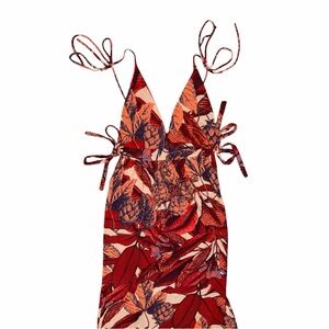 Maaji Long Dress in Native Soul Print Red Orange Maxi size Small